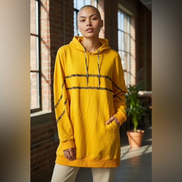LF BSBW Yellow Graphic Hoodie Dress. Size S
